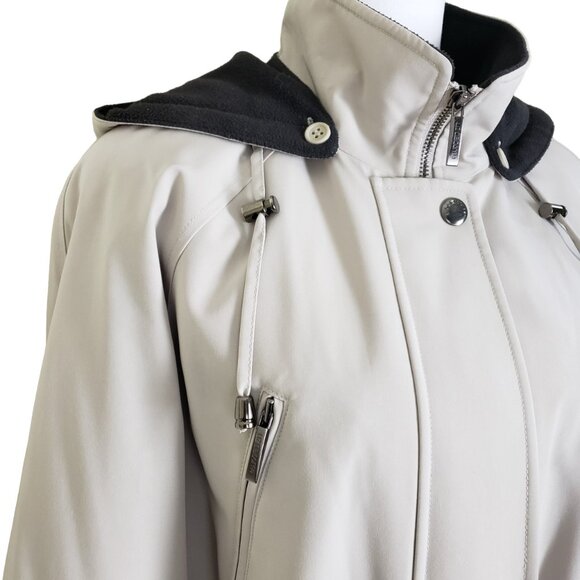 Liz Claiborne M Mid Length Water Resist Rain Anorak Coat Tan Excellent Condition - Picture 2 of 16